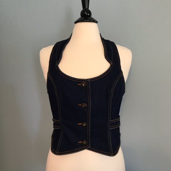 Anthropologie Tops - Anthropologie Tulle Denim Button Front Vest size L